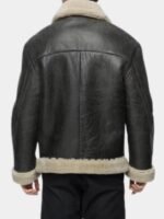 Mens Classy Black Leather Shearling Aviator Jacket