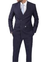 Mens Dark Blue Double Breasted Suit