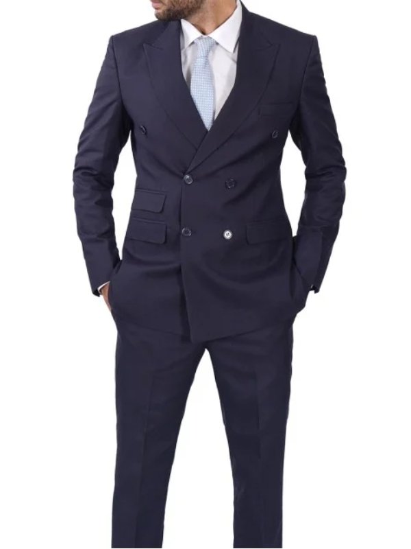 Mens Dark Blue Double Breasted Suit