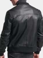 Men's Leather Bomber Jacket Black