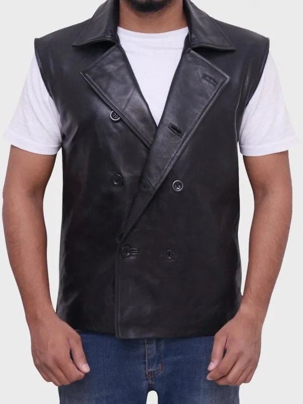 Men's Leather Spider Vest Black Men's Leather Spider Vest Black