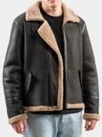 Mens Shearling Aviator Brown Leather Jacket