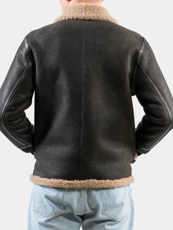 Mens Shearling Aviator Leather Brown Jacket