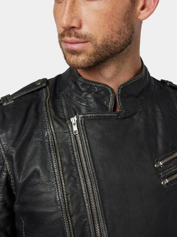 Mens Stylish Black Leather Biker Jacket Mens Stylish Black Leather Biker Jacket
