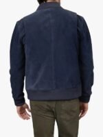 Men's Suede Leather Blue Bomber Jacket