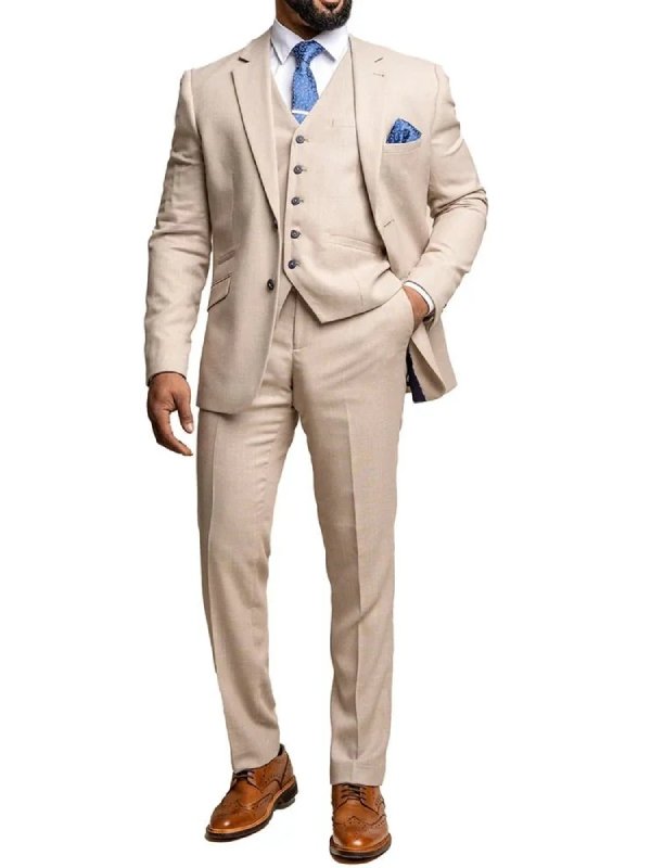 Mens Three Piece Suit Beige