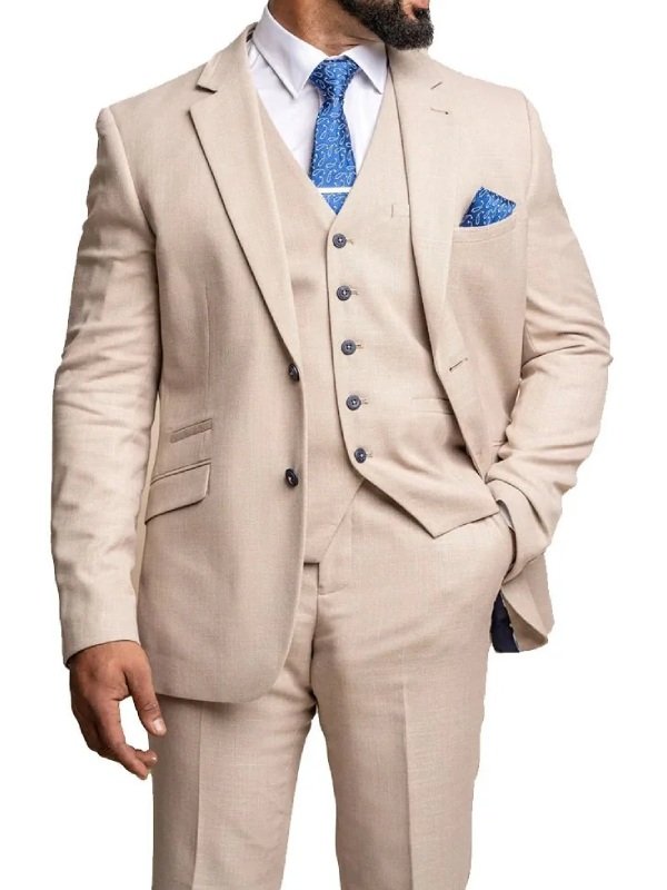 Mens Three Piece Suit in Beige