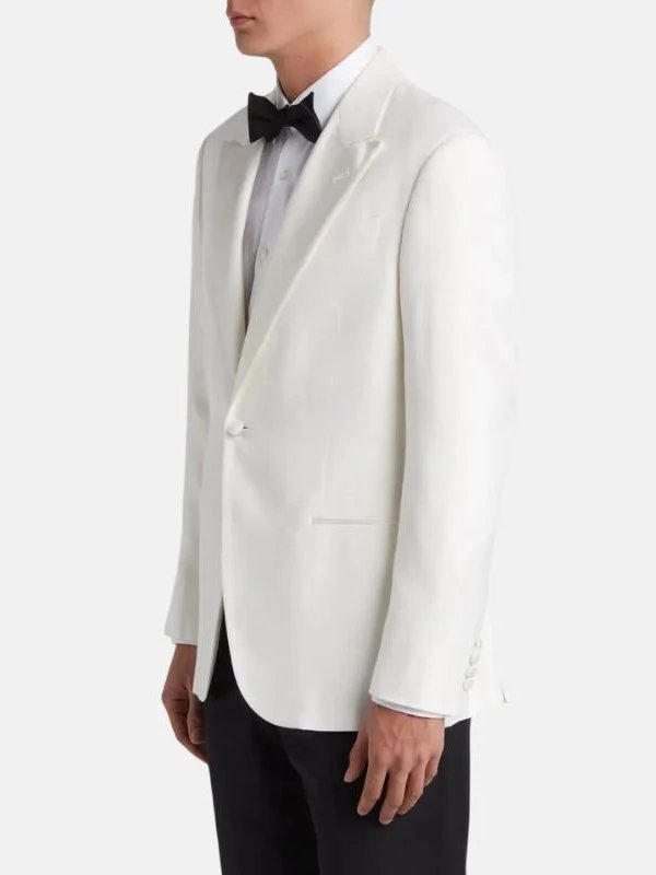 Men’s White 2-Piece Peak Lapel Suit