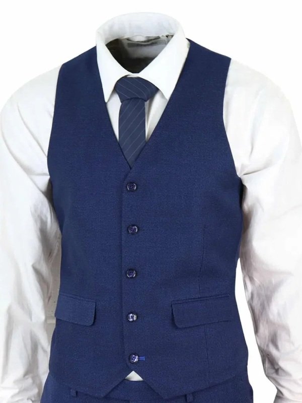Men‘s Classic 3 Piece Navy Blue Suit Men‘s Classic 3 Piece Navy Blue Suit