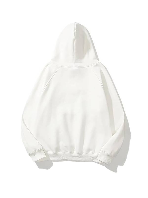 Plain White Pullover Fleece Hoodie