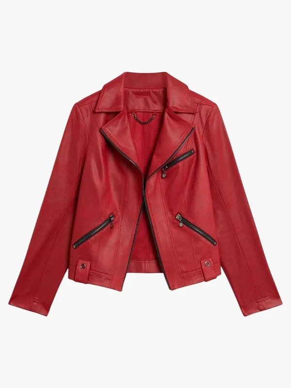 Shop Women Biker Red Jacket Shop Women Biker Red Jacket