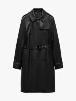 Shop Womens Black Leather Trench Coat