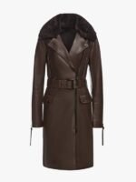 Shop Women's Brown Leather Trench Coat
