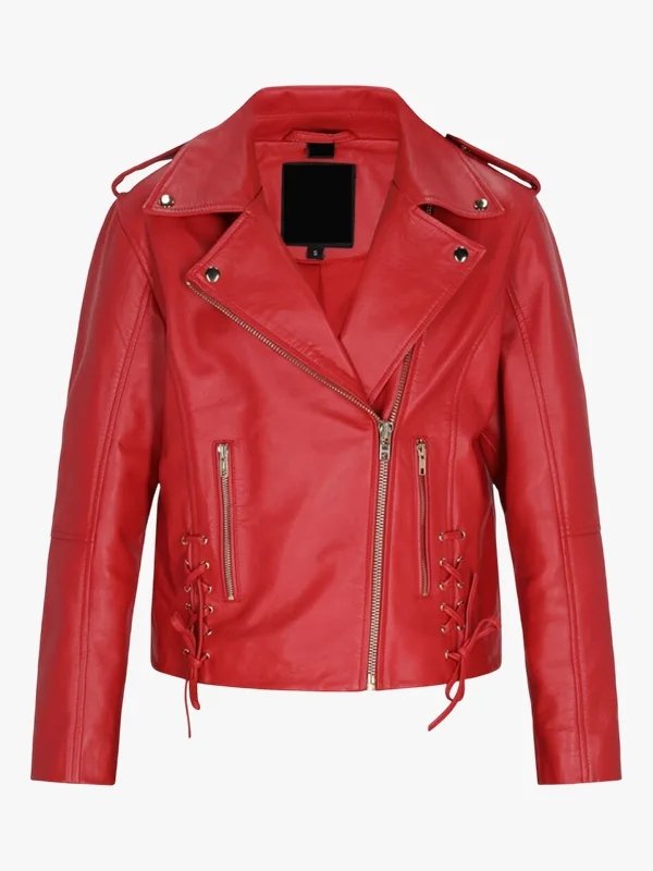 Shop Women’s Classic Red Moto Jacket Shop Women’s Classic Red Moto Jacket