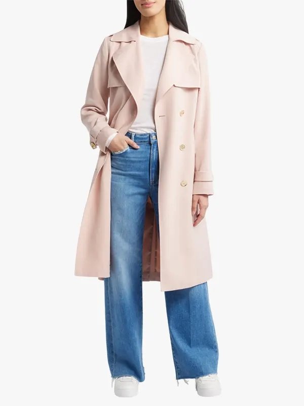 Shop Womens Double-breasted Trench Coat in Beige Shop Womens Double-breasted Trench Coat in Beige