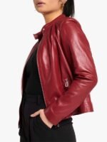 Shop Women’s Red Leather Racer Jacket