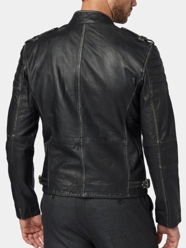 Stylish Biker Leather Jacket Black