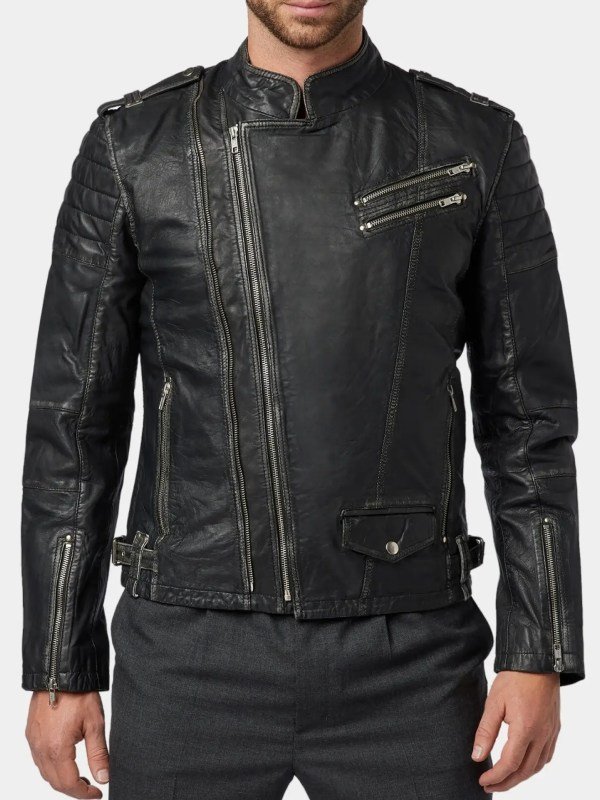 Stylish Black Biker Leather Jacket
