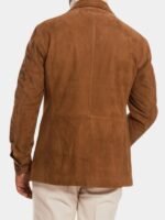 Suede Leather Pockets Blazer Coat For Mens