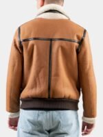 Tan Brown Leather Aviator Jacket