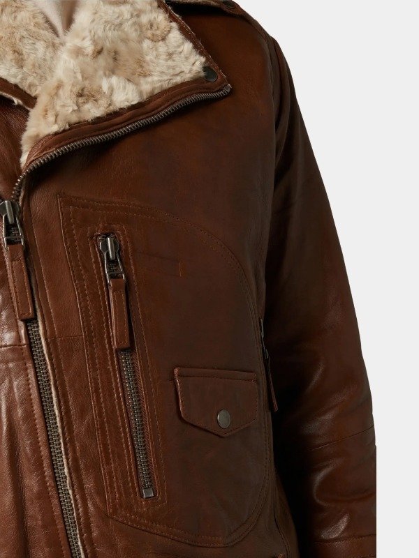 Tan Brown Leather Biker Jacket With Fur Collar For Men Tan Brown Leather Biker Jacket With Fur Collar For Men