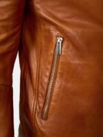 Tan Brown Leather Bomber Jacket Men