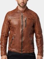 Vintage Cafe Racer Brown Leather Jacket