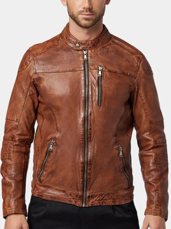Vintage Cafe Racer Brown Leather Jacket Vintage Cafe Racer Brown Leather Jacket