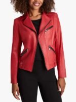 Women Biker Red Jacket