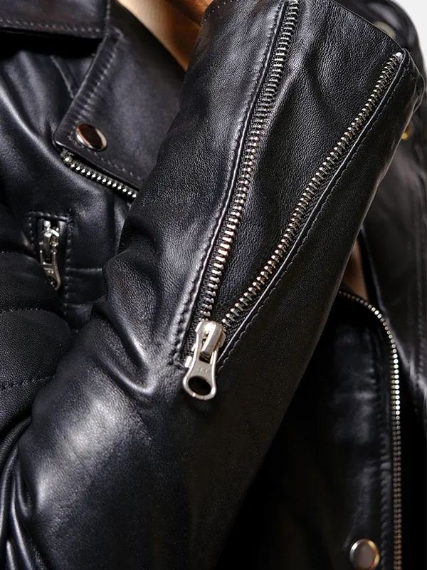 Womens Asymmetrical Cropped Black Leather Jacket Womens Asymmetrical Cropped Black Leather Jacket