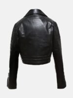 Women's Asymmetrical Cropped Leather Jacket Black