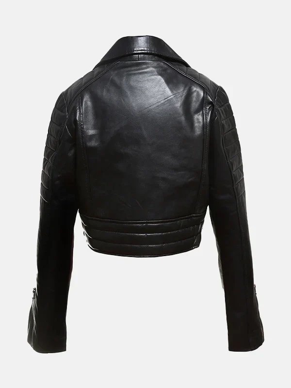 Women's Asymmetrical Cropped Leather Jacket Black Women's Asymmetrical Cropped Leather Jacket Black