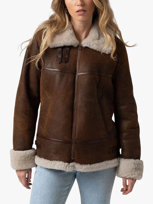 Womens Aviator Brown Jacket Womens Aviator Brown Jacket