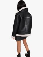 Womens Aviator Shearling Jacket Black