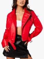 Womens Biker Jacket in Red