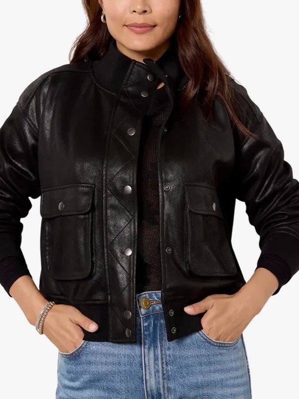 Womens Black Copped Bomber jacket Womens Black Copped Bomber jacket