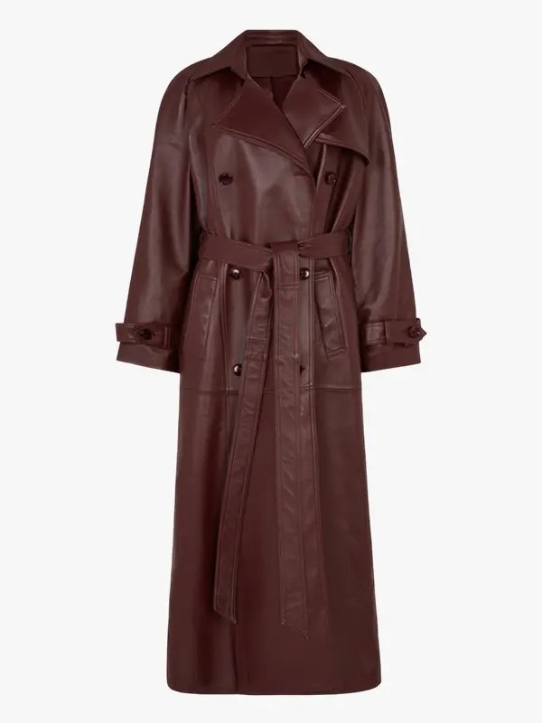 Womens Brown Leather Trench Coat Womens Brown Leather Trench Coat