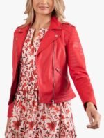 Womens Classic Red Biker Jacket