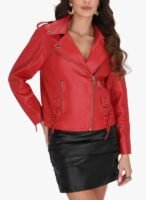 Women’s Classic Red Moto Jacket