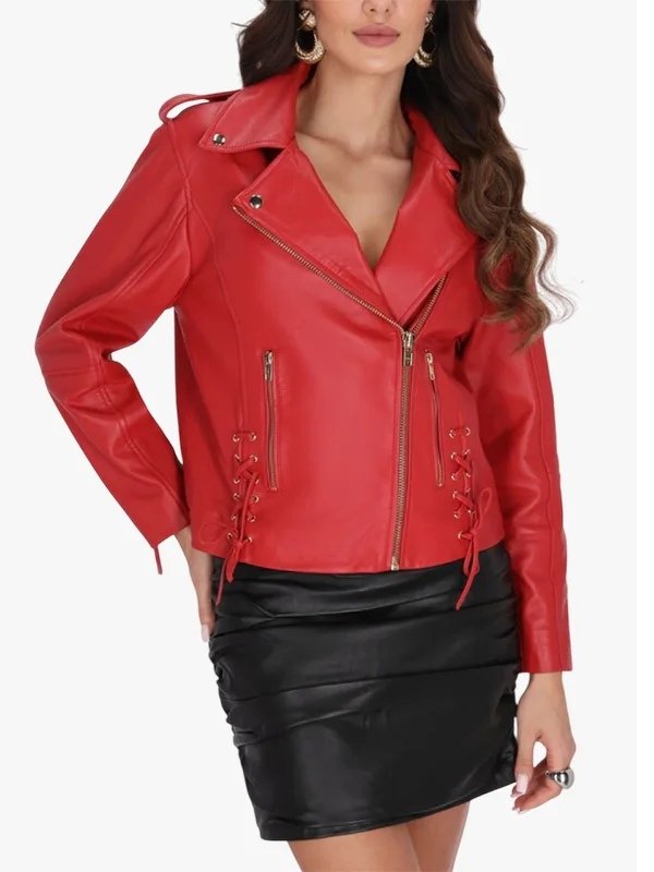 Women’s Classic Red Moto Jacket Women’s Classic Red Moto Jacket