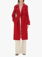 Womens Double-breasted Red Trench Coat
