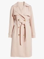 Womens Double-breasted Trench Cotton Beige Coat