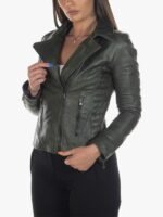 Women’s Green Biker Jacket