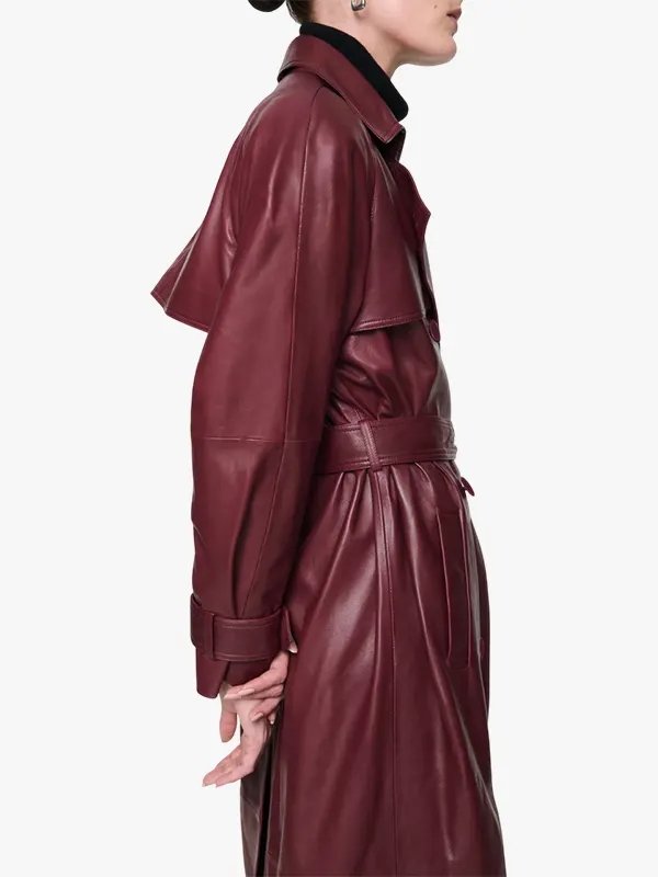Womens Leather Trench Coat Brown Womens Leather Trench Coat Brown