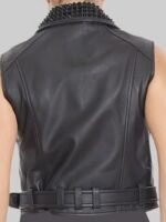 Women’s Punk Black Studded Biker Leather Vest