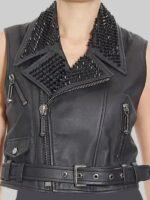 Women’s Punk Black Studded Leather Vest