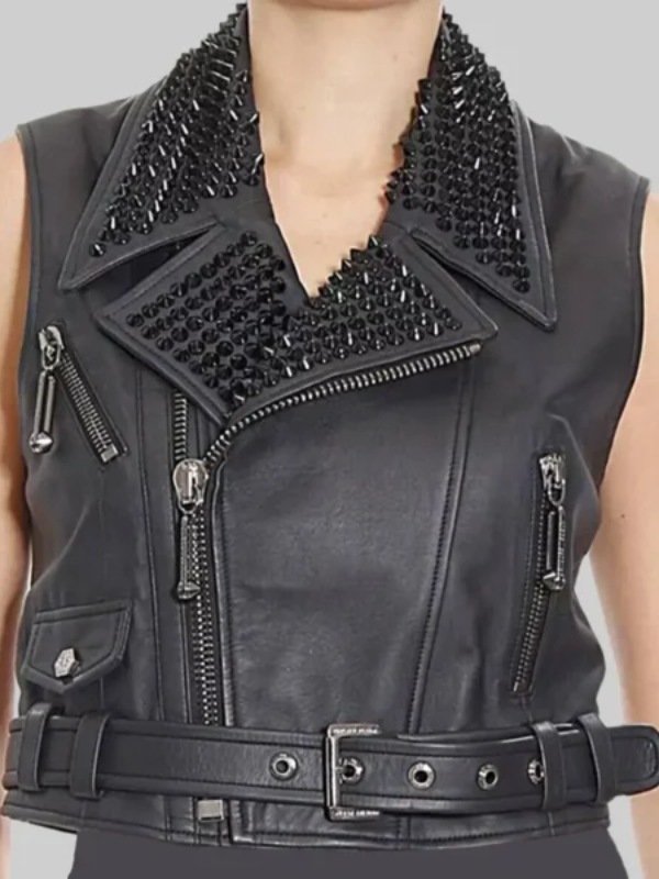 Women’s Punk Black Studded Leather Vest Women’s Punk Black Studded Leather Vest