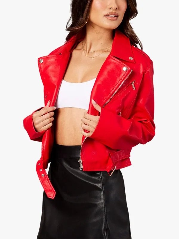 Womens Red Leather Biker Jacket Womens Red Leather Biker Jacket