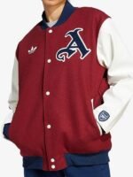 Arsenal 24_25 Full-Snap Red and White Varsity Jacket