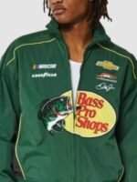 Bass Pro Shops Racing Zipper Style Green Jacket